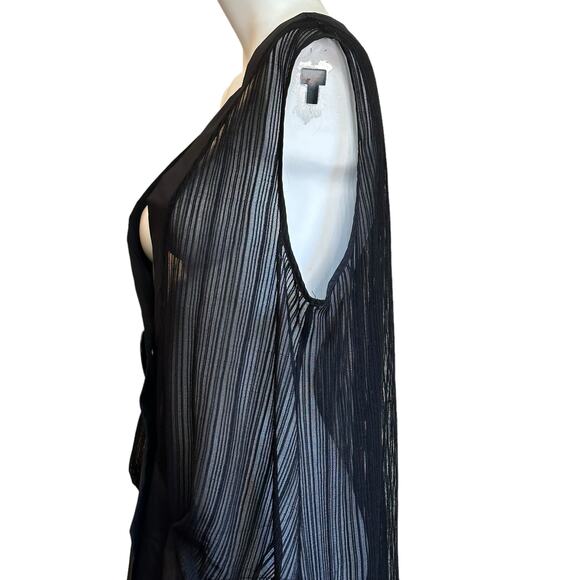 Naya Black Mesh Waistcoat Large Button Lagenlook Avant Garde Vest Sz2=M NWT $365 - Picture 5 of 16